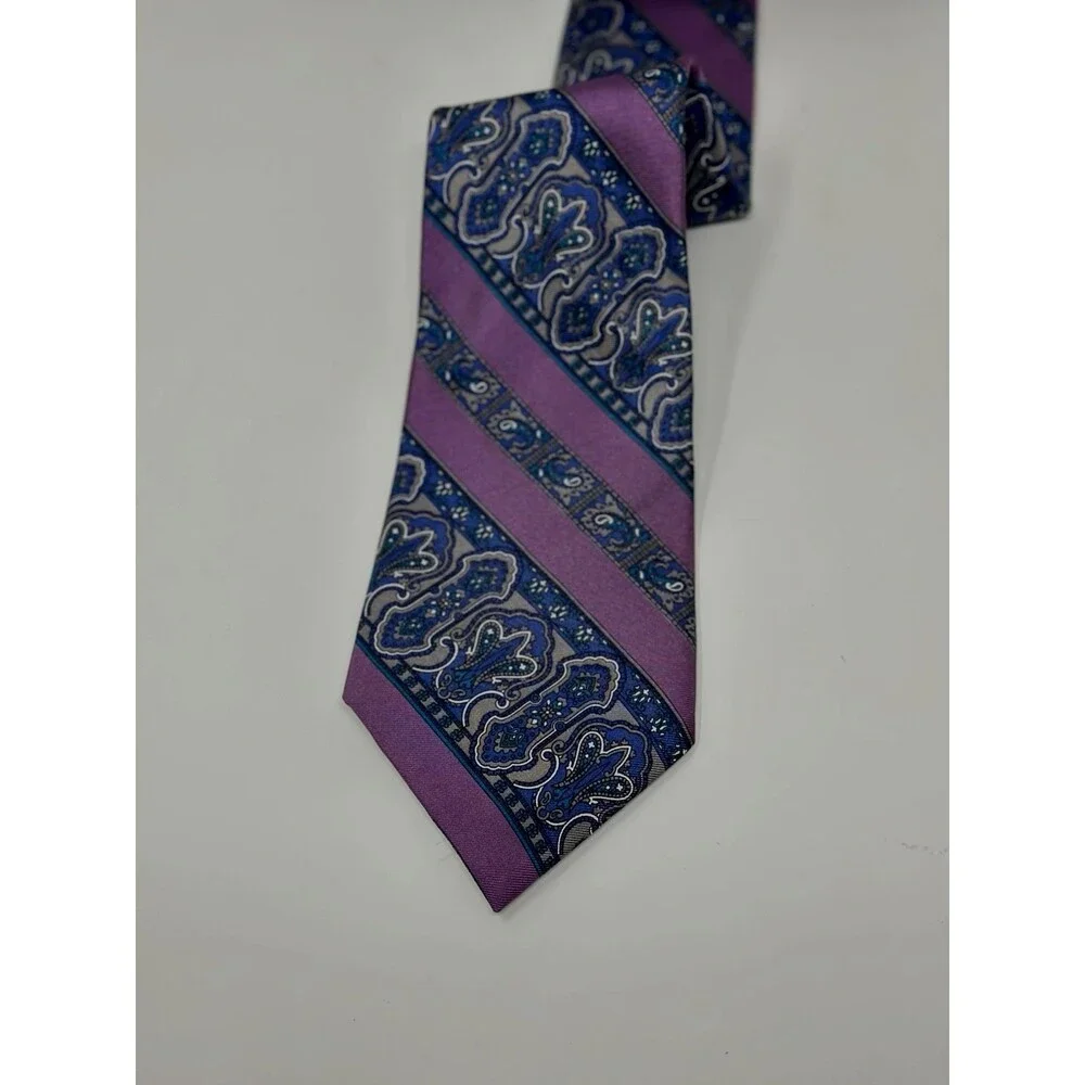 Vintage Christian Dior Monsieur Multi Color Geometric Medallion Silk Tie USA‎